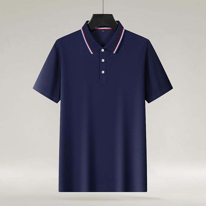 Polo Shirts for Men Dressy Casual Button Collared Golf T Shirt Classic Solid Color Business Summer Blouses