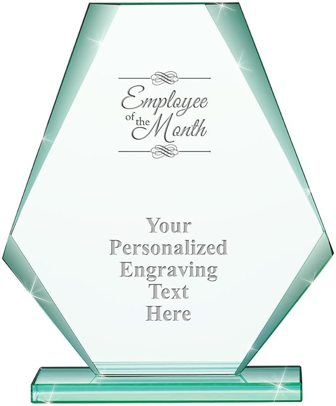 6" Jade Pyramid Crystal Award with Custom Engraving - Personalized Corporate Trophy Awards