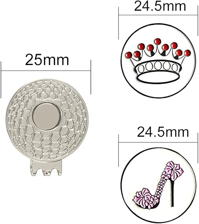 Colorful Golf Ball Markers with Silver Color Golf Hat Clips