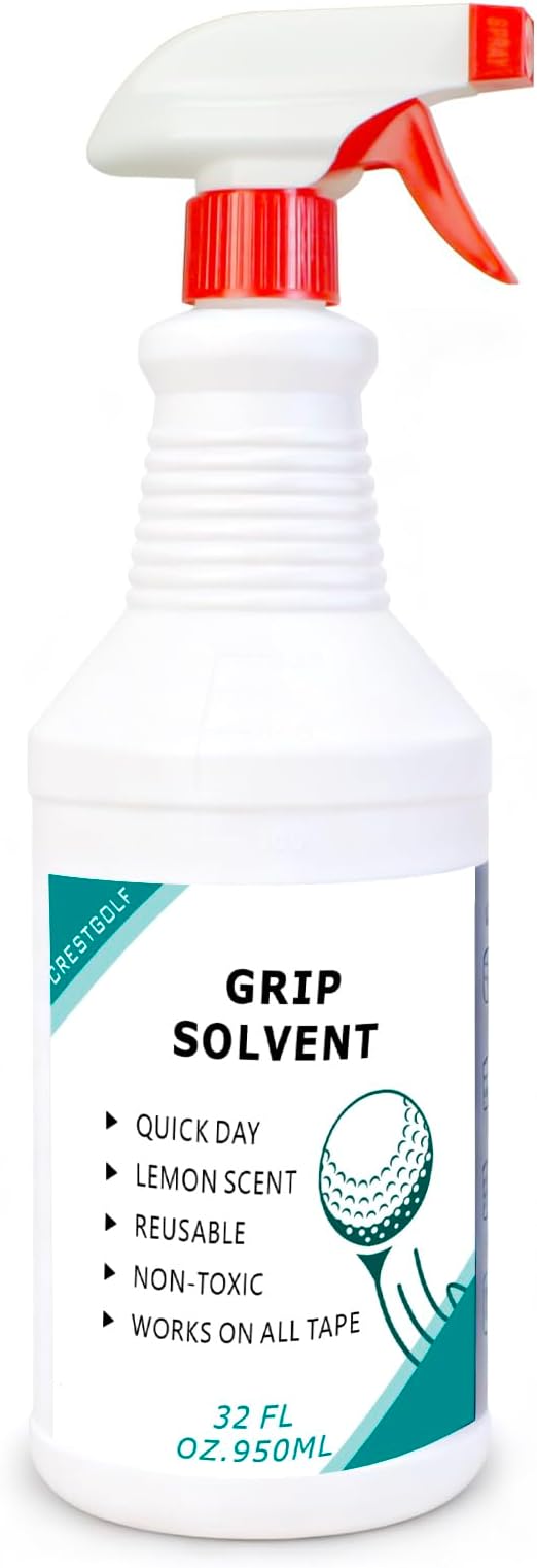 Crestgolf Professional Golf Grip Solvent 32 OZ Solvent Light &Mild Lemon Scent for Regripping Golf Clubs and Golf Grip Repair - Golf Grip Solution - Non-Toxic, Non-Flammable