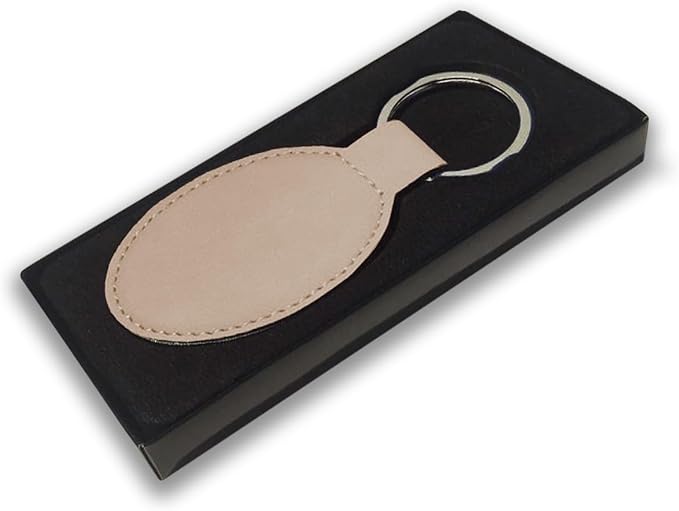 LaserGram Oval Keychain, Golfer Golfing, Personalized Engraving Included (Beige)
