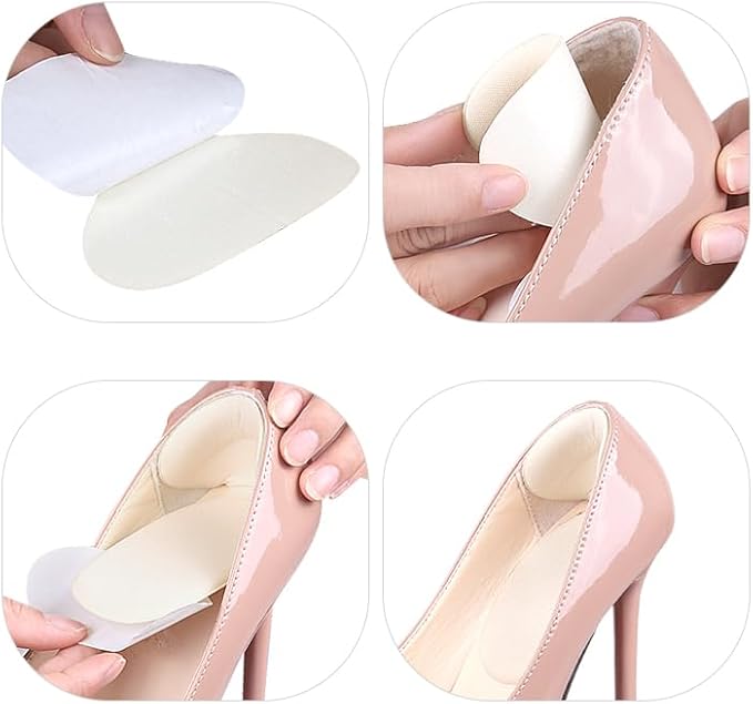 Soft Sponge Heel Protectors - Grips for Comfort in High Heels - T-Shape Design - Anti Slip - Prevents Blisters - Makes Shoes Fit Better - 2 Pairs (Black)