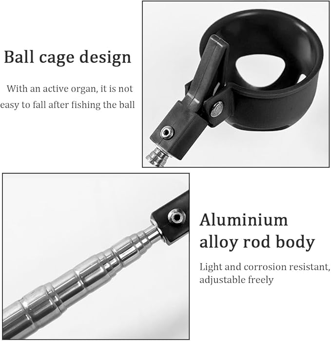 Kakalote Golf Ball Retriever, Portable Telescopic Scoop Saver Pick Up Golf Ball Grabber Pick Up with Locking Clip