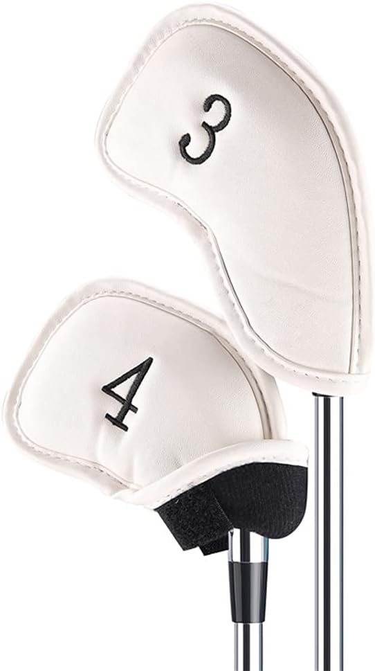 SEACLOUD 10Pcs Golf Skull Thick Synthetic Leather Iron Head Covers for Golf Iron Club Head Protectors
