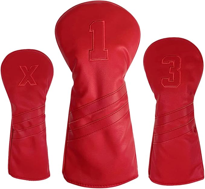 Vintage Golf Club Head Covers – 3 Pack Set – Premium Classic PU Leather – Fits Drivers, Fairway Woods, Hybrids – Durable, Stylish Protection