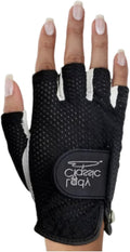 Mesh Half Golf Glove for Women – Premium Cabretta Leather Palm, Breathable Mesh Back, Half-Finger Design Ladies Golf Glove for Enhanced Grip & Comfort