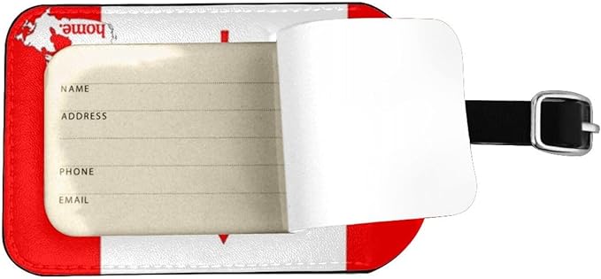 Canada Flag Luggage Tag for Suitcases,Home Country PU Leather Baggage Tags Bag Tags Travel Id Label for Luggage Women Men -1 Piece