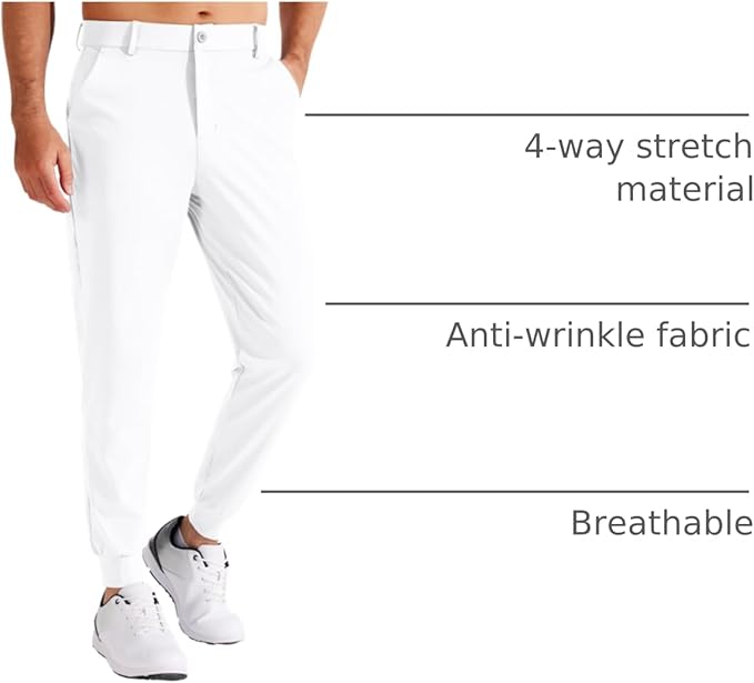 Libin Men's Golf Pants Joggers Lightweight 3 Pockets Slim Fit Soft Stretchy Tapered Work Dress Athletic