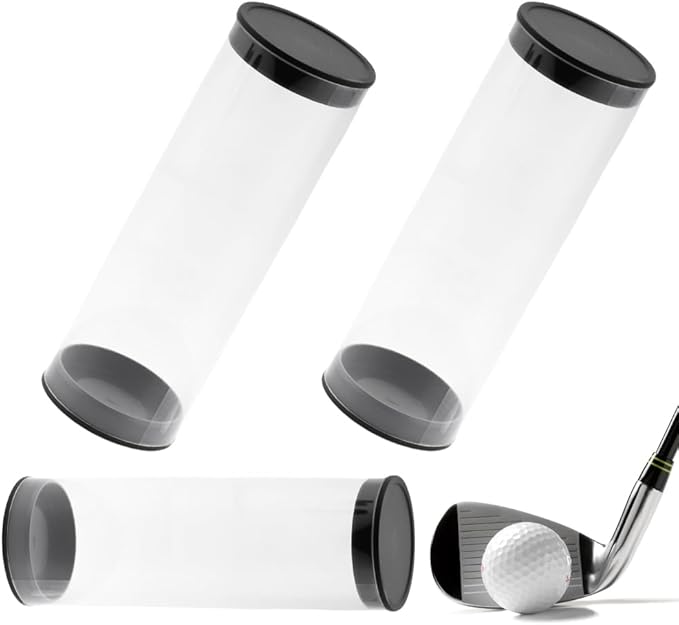 Clear Tube Golf Ball Storage Case, 3 Pack Golf Ball Display Cases Barrel Clear Tubes, Portable with Caps Golf Ball Cases for Home Store Display Use, Thickened Material, 1.8 Inches