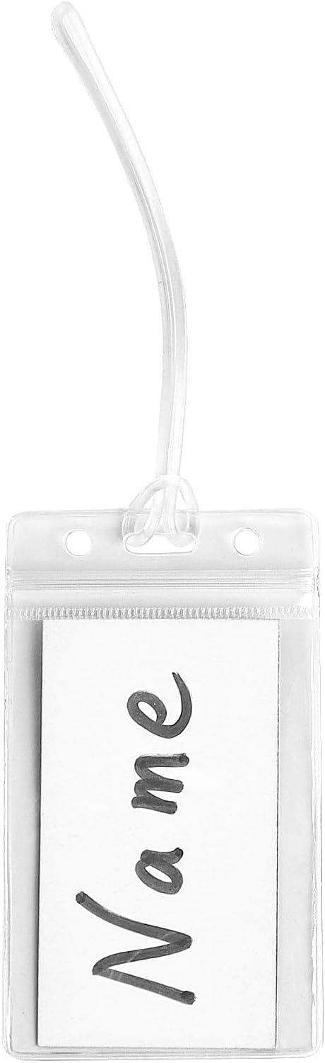 100 Pack Clear Plastic Luggage Straps, Worm Loops for Luggage Tags, Plastic Name Tag Loop for Identification Cards ID, 6 inch