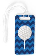 ChalkTalkSPORTS Golf Luggage & Bag Tag | Golf Ball and Tee | Custom Info on Back | Small | Blue