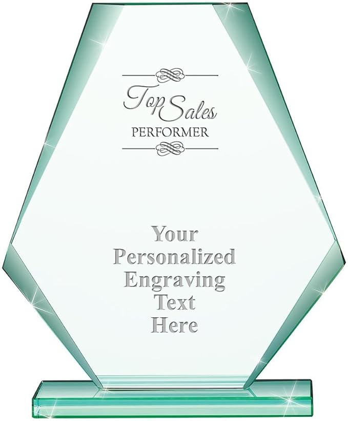 6" Jade Pyramid Crystal Award with Custom Engraving - Personalized Corporate Trophy Awards