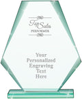 6" Jade Pyramid Crystal Award with Custom Engraving - Personalized Corporate Trophy Awards