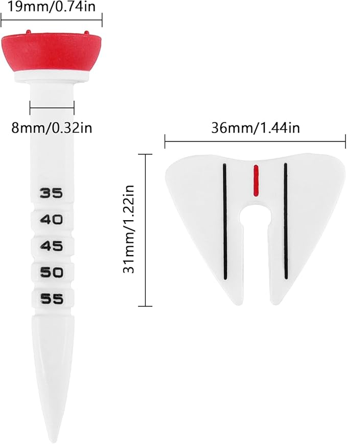 12PC Golf Tees with Adjustable Height Markers, Multi - Color Golf Accessories for Accuracy & Precision Improvement
