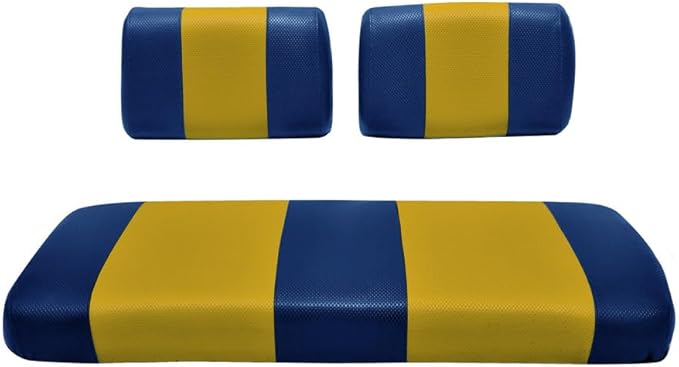 Seat Cover Replacement for Yamaha G-16/G-22 Golf Cart - Front Bench Seat - Premium Marine Vinyl - 5 Panel Stitching - Staple On Installation - Two-Tone Golf Cart Seat Covers (Blue & Gold)