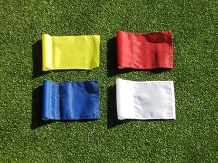 ShopTJB Golf Practice Putting Green - Natural or Synthetic - Accessory Kit - (3) Aluminum 6" Deep Regulation Cups + (1) Yellow Jr Flag + (1) 30" Fiberglass Pin Marker with Ball Lifter Disk