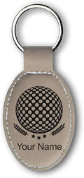LaserGram Oval Keychain, Golf Ball, Personalized Engraving Included (Light Brown)