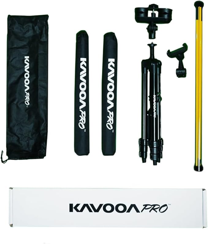 Golf Swing Trainer with Adjustable Tripod – Swing Speed Trainer, 360° Alignment Training Aid with Phone Holder for Practice & Distance