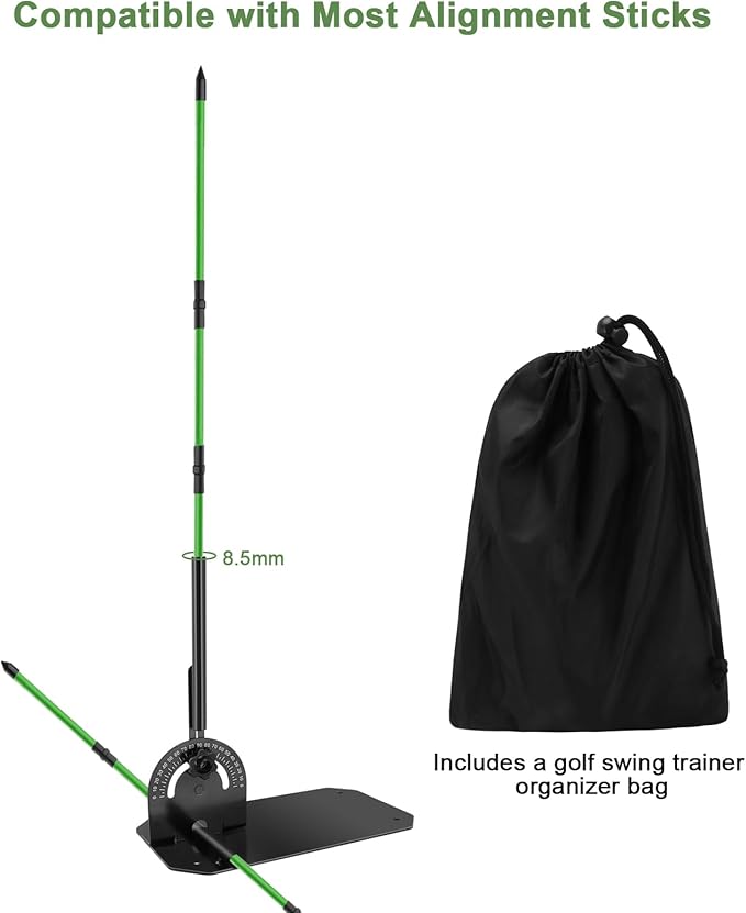 Golf Alignment Stick Holder with Holder Angle Plate,Professional Swing Trainer,Golf Swing Plane Trainer Aid for Aiming Putting Swing,Golf Teaching, Multi-Functional for All Levels of Golfer