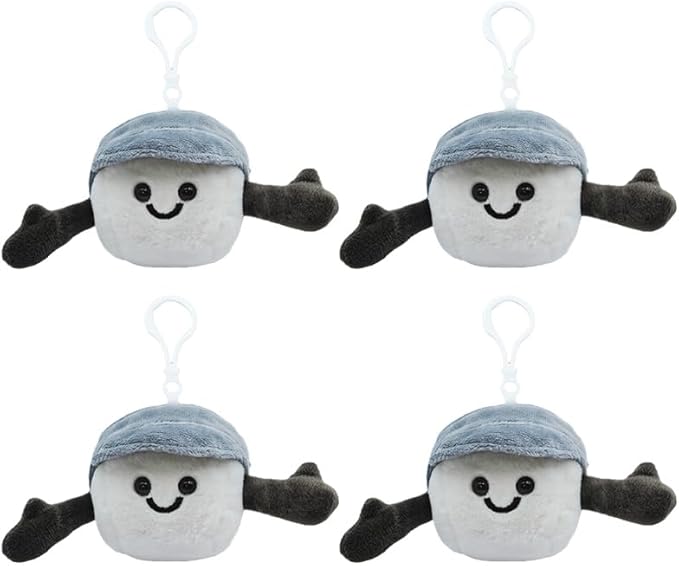 4 Pcs Plush Golf Ball Keychain, Golf Club Keychain, Soft Smiling Golf Gift for Men, Women, Coaches, Sport Team Players Birthday Party Favors