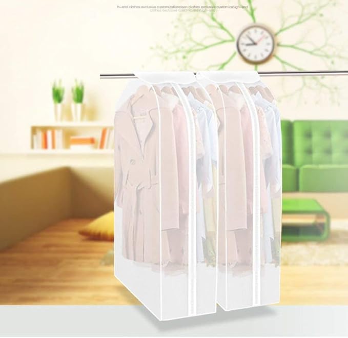 Wardrobe Hanging Clothes Storage Bag/Garment Bag/Peva Translucent Moisture Proof Protector With Magic Tape And Zipper
