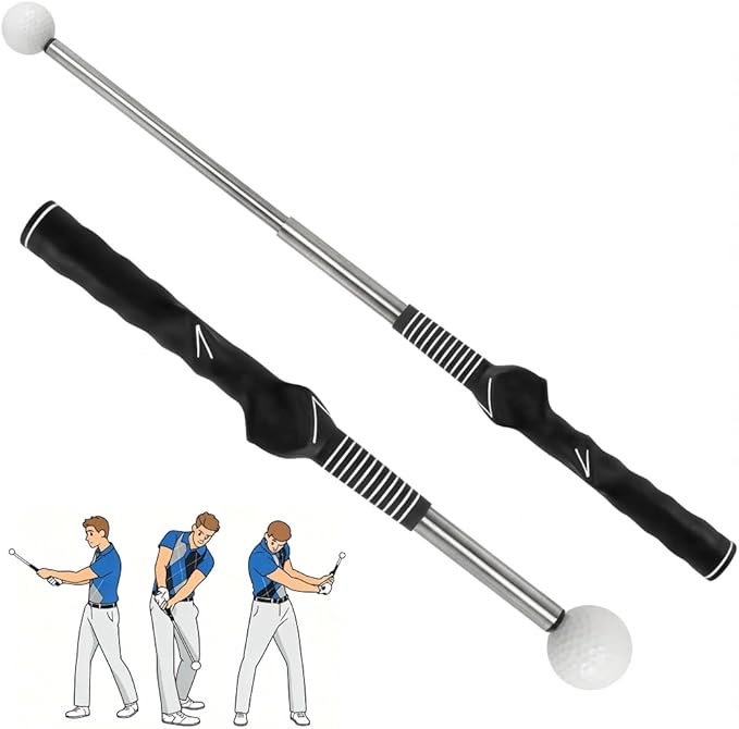 Retractable Golf Swing Trainer with Instant Click Sound Feedback, Pro-Level Golf Training Aid for Indoor Outdoor Practice,Golf Grip Trainer for Golfers to Improve Swing Consistency & Accuracy