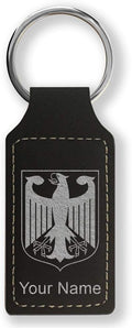 LaserGram Rectangle Keychain, Coat of Arms Germany, Personalized Engraving Included (Black with Silver)
