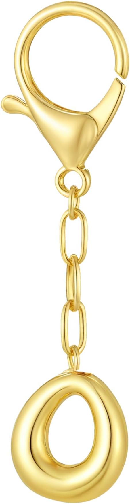Gold Bubble Initial Keychain Charm for Women Chunky Bag Purse Charms A-Z Letter Key Chains for Handbag Accessories