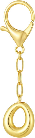 Gold Bubble Initial Keychain Charm for Women Chunky Bag Purse Charms A-Z Letter Key Chains for Handbag Accessories
