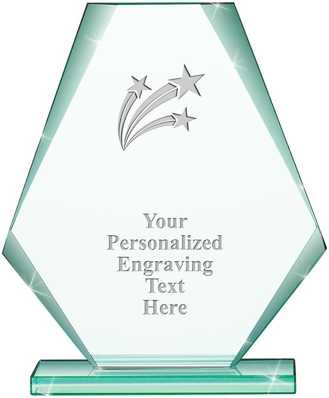 6" Jade Pyramid Crystal Award with Custom Engraving - Personalized Corporate Trophy Awards