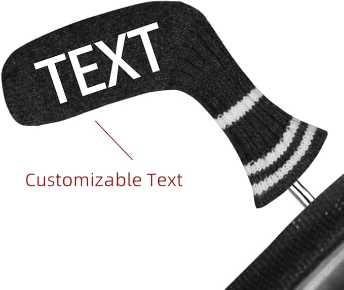 Scott Edward 1/7/10 Pcs Knitted Golf Club Head Covers for Irons Wedge Cuteness and Basically Socks Shape Washable Golf Club Head Protector on Classic Stripes Style，Double Sided Customization