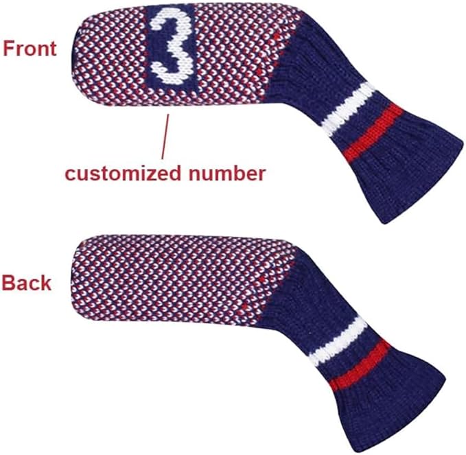 Scott Edward 1/7/10 Pcs Knitted Golf Club Head Covers for Irons Wedge Cuteness and Basically Socks Shape Washable Golf Club Head Protector on Pattern Style Double Sided Customized