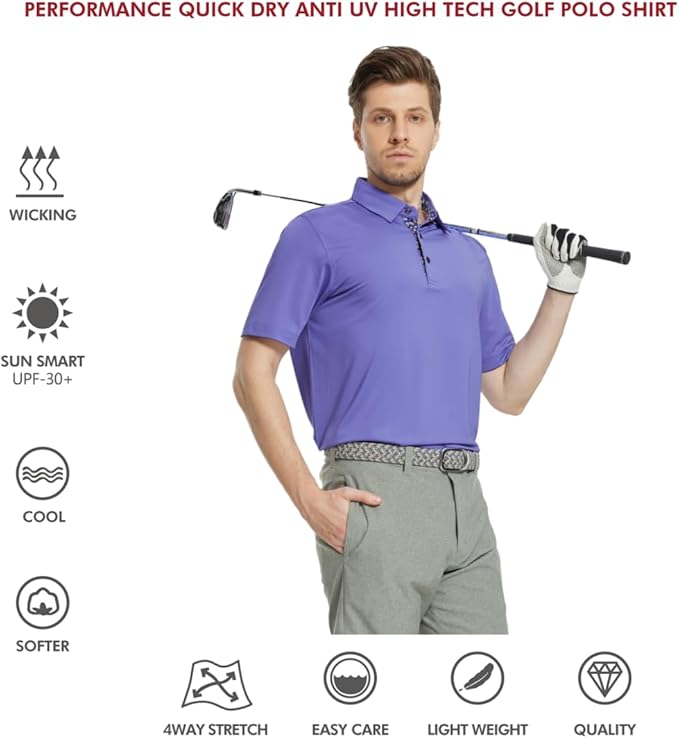 Mens Polo Shirts Short and Long Sleeve Casual Solid Stylish Dry Fit Performance Designed Collared Golf Polo Shirts for Men