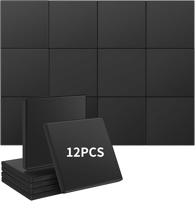 12 Pack Golf Wall Padding Panels Golf Simulator Padding for Walls, Safety Foam with PU Leather Surface for Indoor Impact Protection