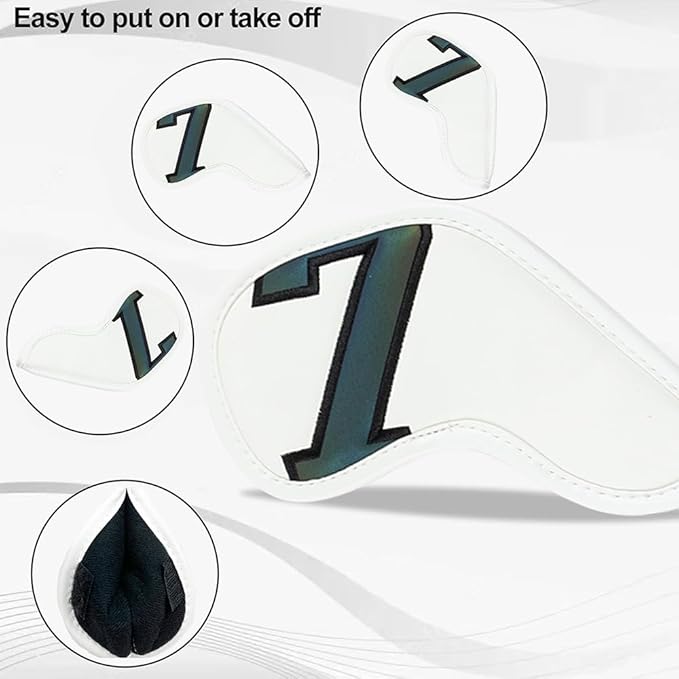 Golf 10pcs Thick Synthetic Leather Golf Iron Head Covers Set Headcover Fit All Brands Callaway Ping Taylormade Cobra Etc. Also Custom Name