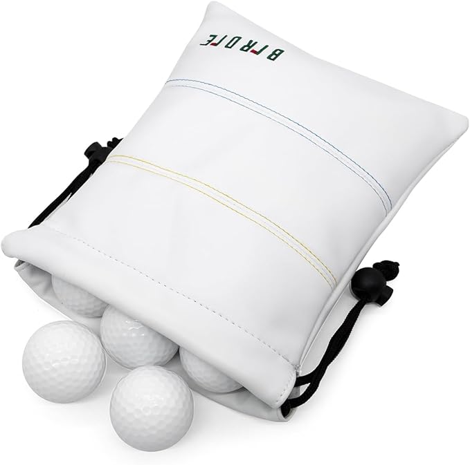 Golf Valuables Pouch, Leather Golf Tee Pouch with Drawstring Closure Golf Ball Tee Handbag Portable Golf Accessories
