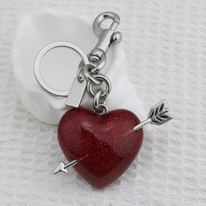 Heart Bag Charm,Cute Bowknot Bag Charm Keyring Heart Keychain Bag Accessories for Women