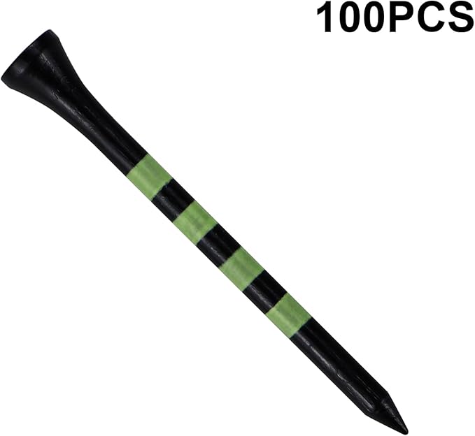 Wooden Golf Tees 3-1/4", 2-3/4", 2-1/8", 1-1/2" Available, 100 Count (Natural Color, White, Black, Blue, Red, Green, Yellow, Pink, Orange)