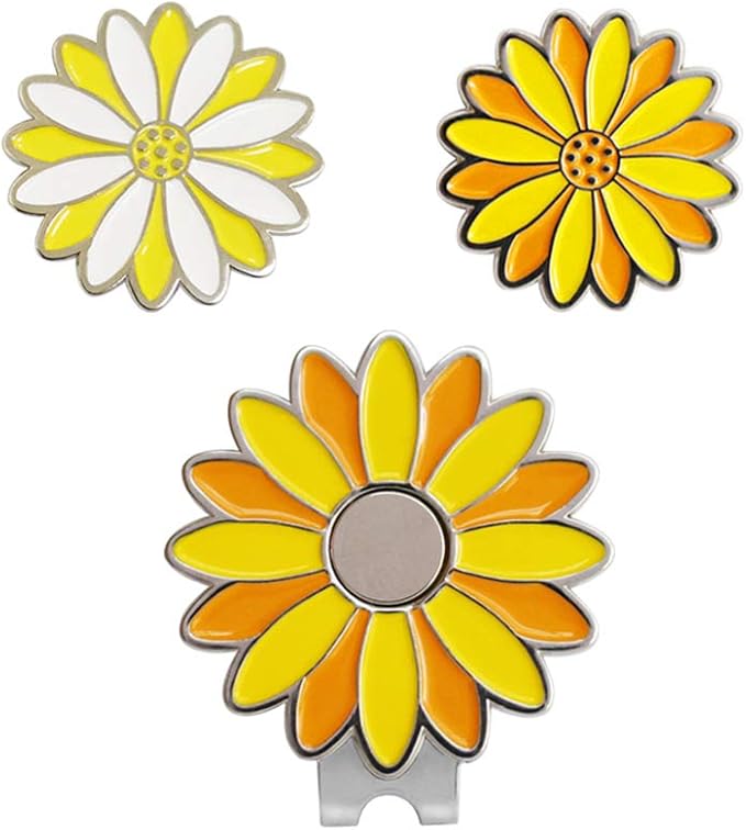 Flower Golf Ball Marker with Golf Hat Clip for Your Friend