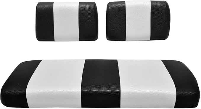 Seat Cover Replacement for Yamaha G-2/G-9 Golf Cart - Front Bench Seat - Premium Marine Vinyl -5 Panel Stitching - Staple On Installation - Two-Tone Golf Cart Seat Covers (Black & White)