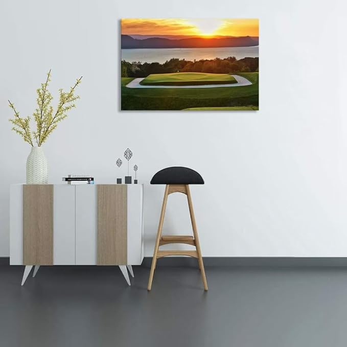 chenchenArt Sleepy Hollow 16 Hole Golf Course Wall Art for Living Room Bedroom Bathroom Home Decorations Sleepy Hollow Golf Course Picture Poster Canvas Prints Framed Ready to Hang(12''H x 16''W)
