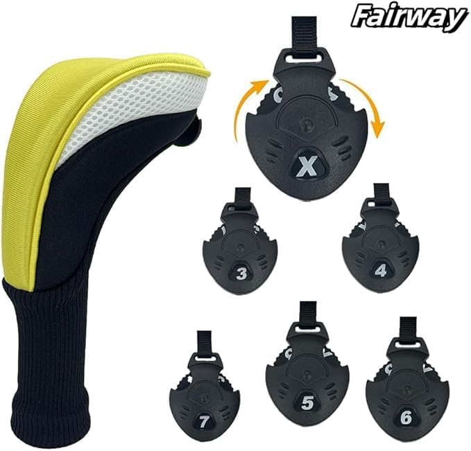 Golf Head Covers for Fairway Woods Driver Hybrids 5 Pieces Nylon Mesh Sports Fan Golf Club Headcovers-Golf Accessories for Men Women.