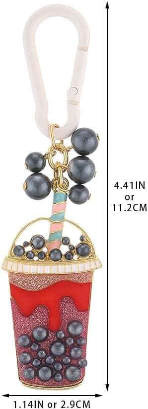 Madison Tyler Western Cowboy Boots Cherry Bow Bubble Tea Strawberry Cute Keychain | Bag Charms for Handbags Purse Charms