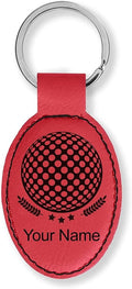LaserGram Oval Keychain, Golf Ball, Personalized Engraving Included (Red)