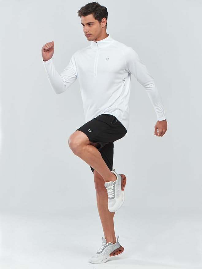 NORTHYARD Quarter Zip Pullover Men Running Shirt Long Sleeve Moisture Wicking Quick Dry Athletic Workout Shirts