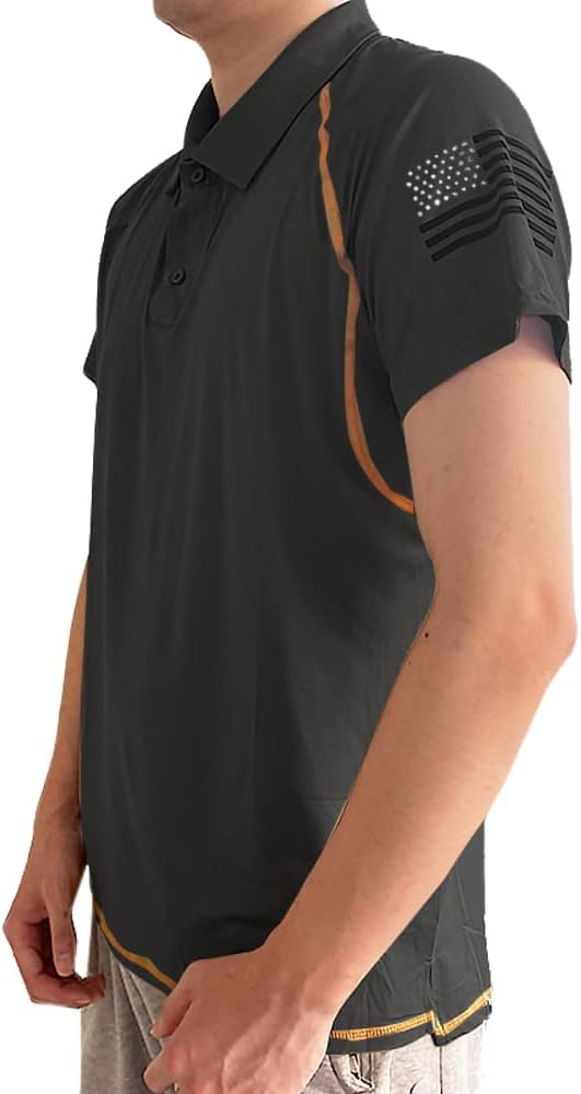 HARGLESMAN Men's 1776 Independence Day American Flag Short Sleeve Polo Golft Shirt(S-3XL)