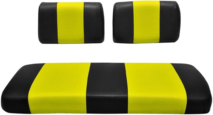 Seat Cover Replacement for Yamaha G-2/G-9 Golf Cart - Front Bench Seat - Premium Marine Vinyl -5 Panel Stitching - Staple On Installation - Two-Tone Golf Cart Seat Covers (Black & Yellow)