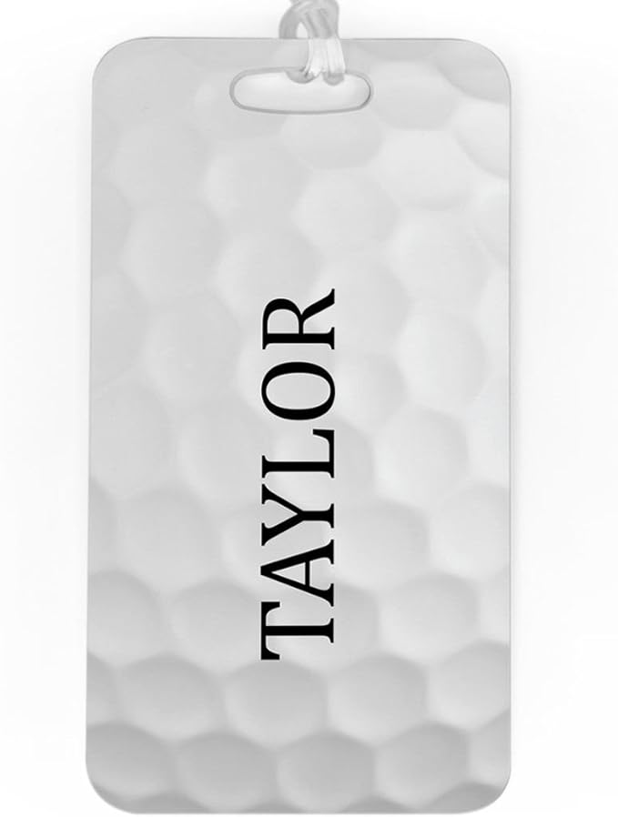ChalkTalkSPORTS Golf Luggage & Bag Tag | Personalized Golf Ball Graphic | No Personalization on Back | Large