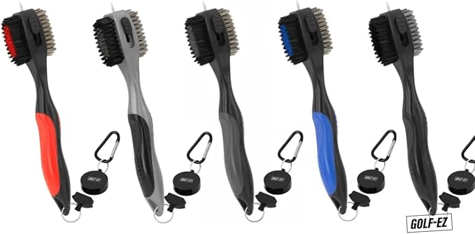 Magnetic Oversized Golf Club Cleaning Brush - 2X Bigger Brush Head with Quick Release and Retractable Groove Cleaner