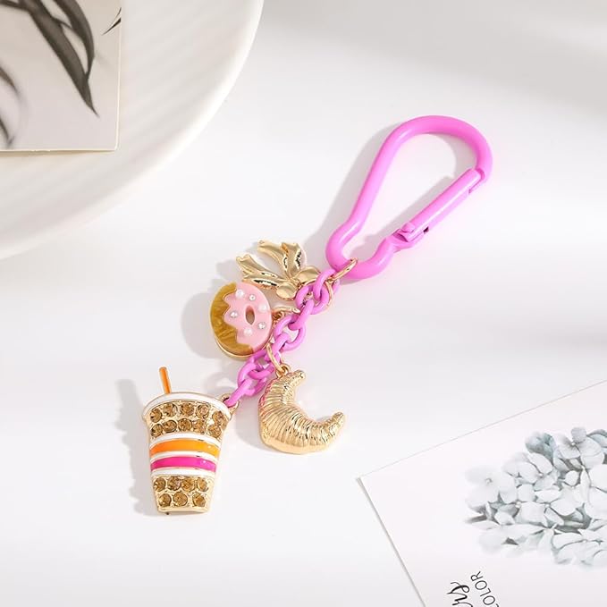 Madison Tyler Western Cowboy Boots Cherry Bow Bubble Tea Strawberry Cute Keychain | Bag Charms for Handbags Purse Charms